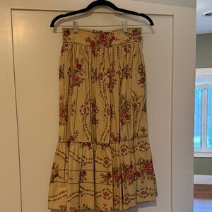 Lena Hoschek prairie style Floral Cream midi Skirt size XS
